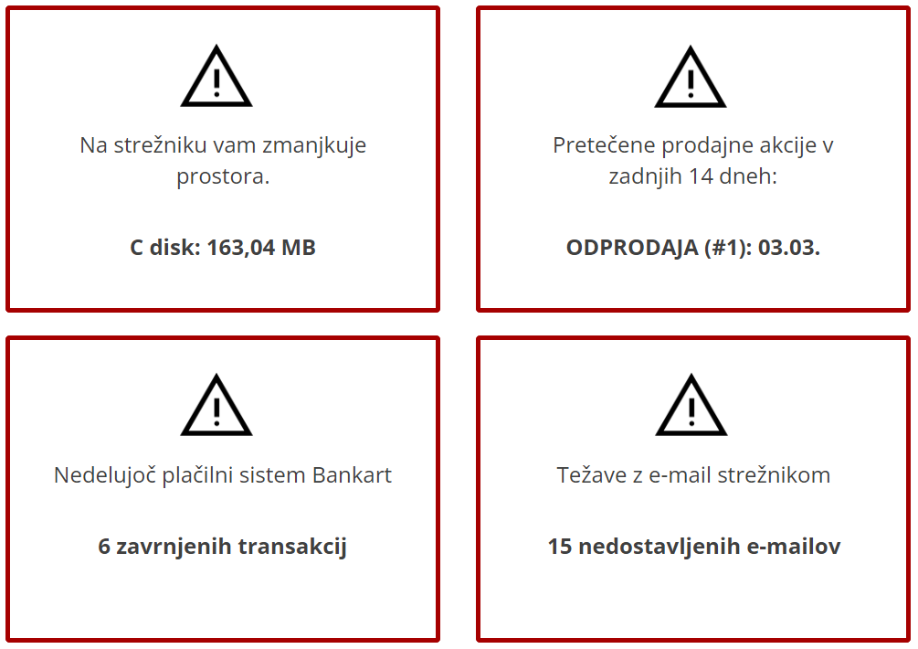 netitCMS opozorila